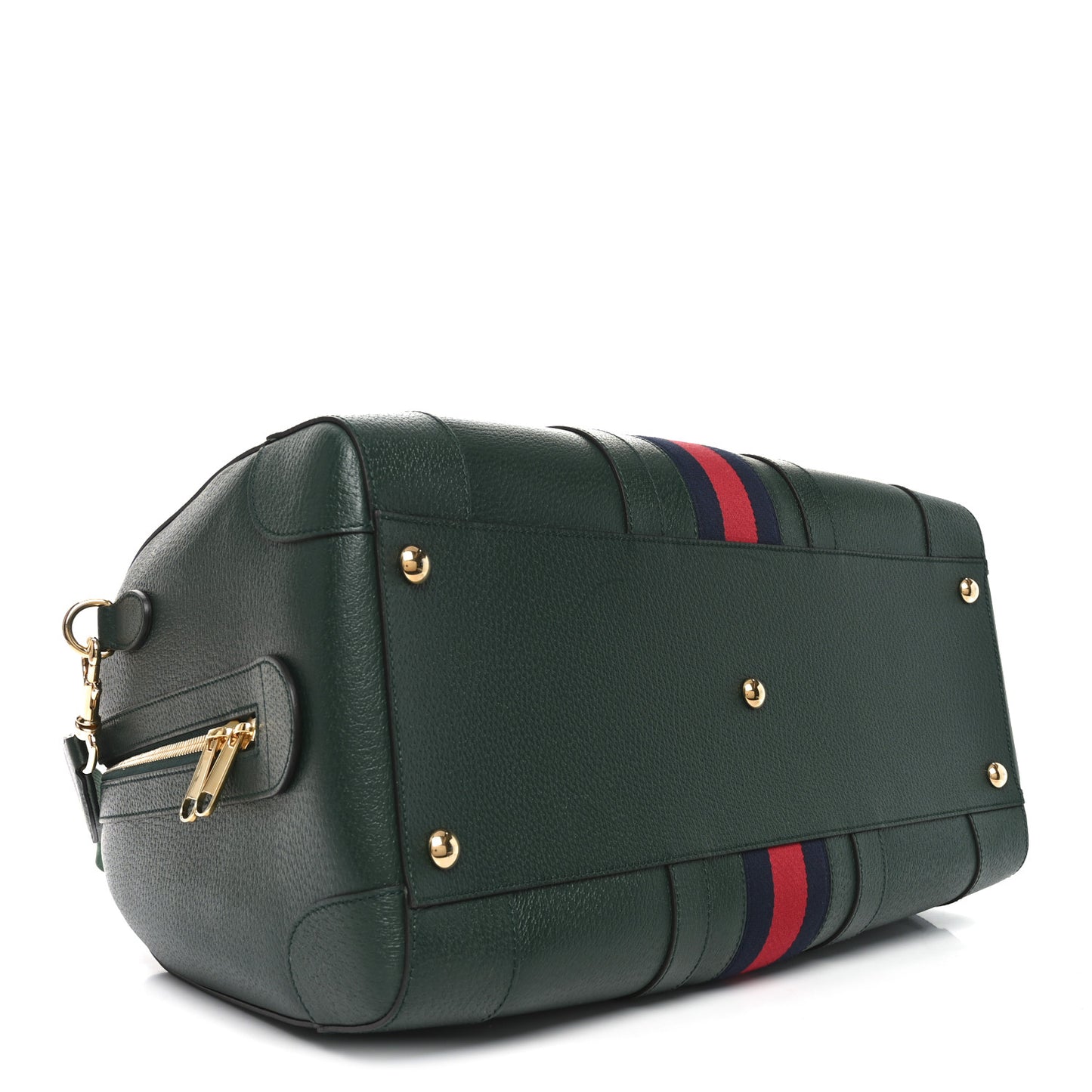 Textured Dollar Calfskin Web Medium Savoy Duffle Bag Green