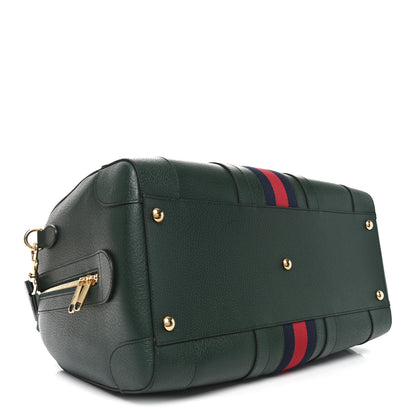 Gucci Textured Dollar Calfskin Web Medium Savoy Duffle Bag Green 3 of 9