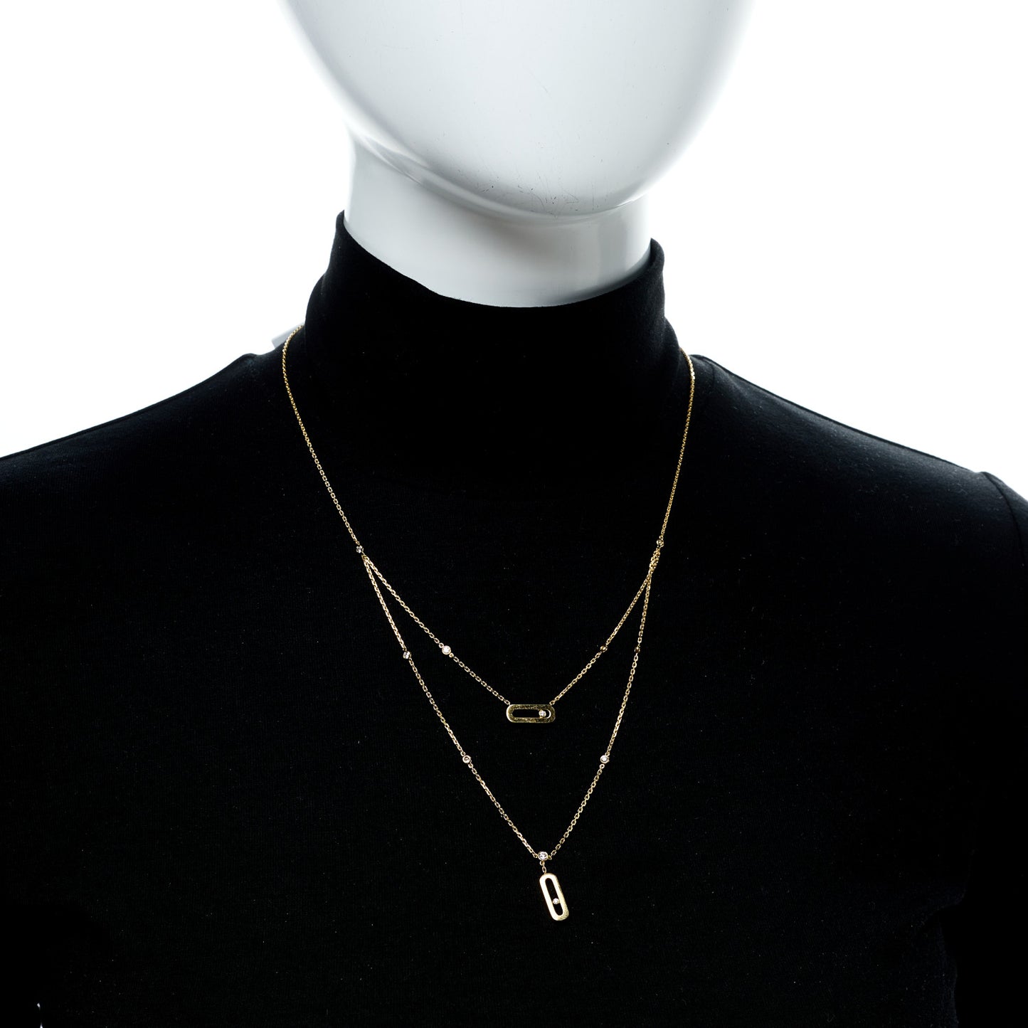 18K Yellow Gold Diamond Move Uno 2 Rows Necklace
