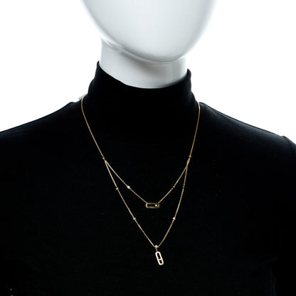 Messika 18K Yellow Gold Diamond Move Uno 2 Rows Necklace 2 of 5
