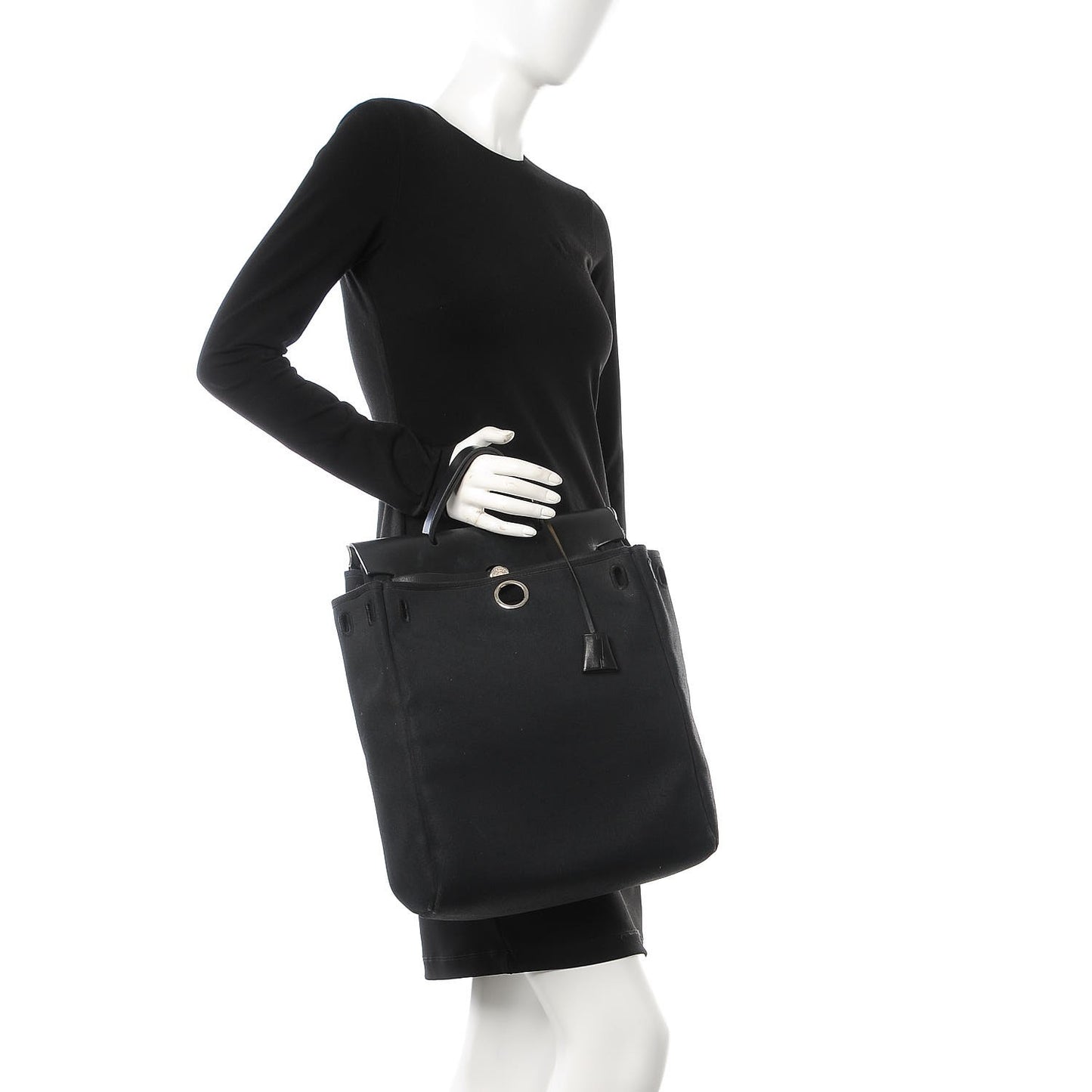 Toile Vache Calfskin Herbag 30 PM Backpack Black