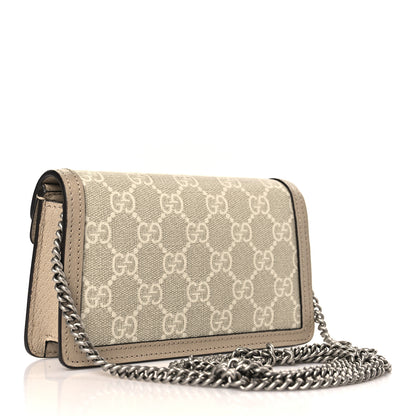 Gucci GG Supreme Monogram Textured Dollar Calfskin Super Mini Dionysus Shoulder Bag Beige Mystic White Oatmeal 3 of 9