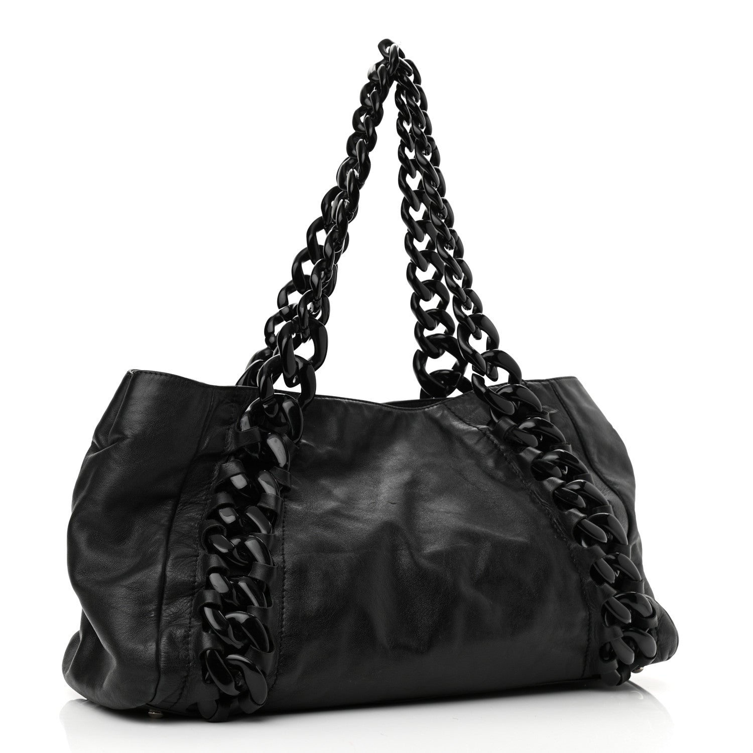 Chanel Calfskin Modern Chain Rhodoid East West Tote Black 3 of 13