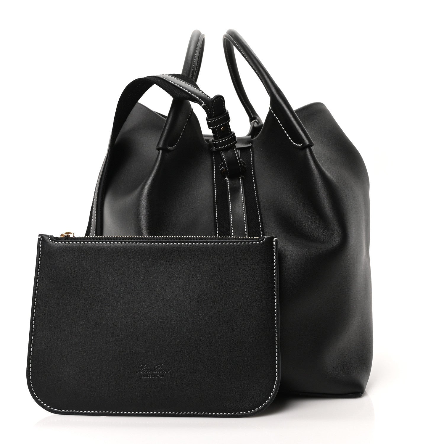Loro Piana Smooth Calfskin Large Bale Bag Black 3 of 10