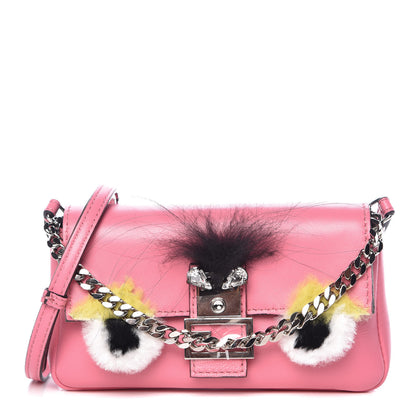 Fendi Nappa Rabbit Fox Fur Micro Buggie Baguette Rosa Fluo Multicolor 1 of 11