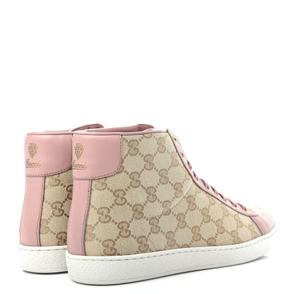 Gucci Monogram Calfskin Miro Soft Brooklyn High Top Sneakers 39.5 New Sand Dark Cipria 4 of 11