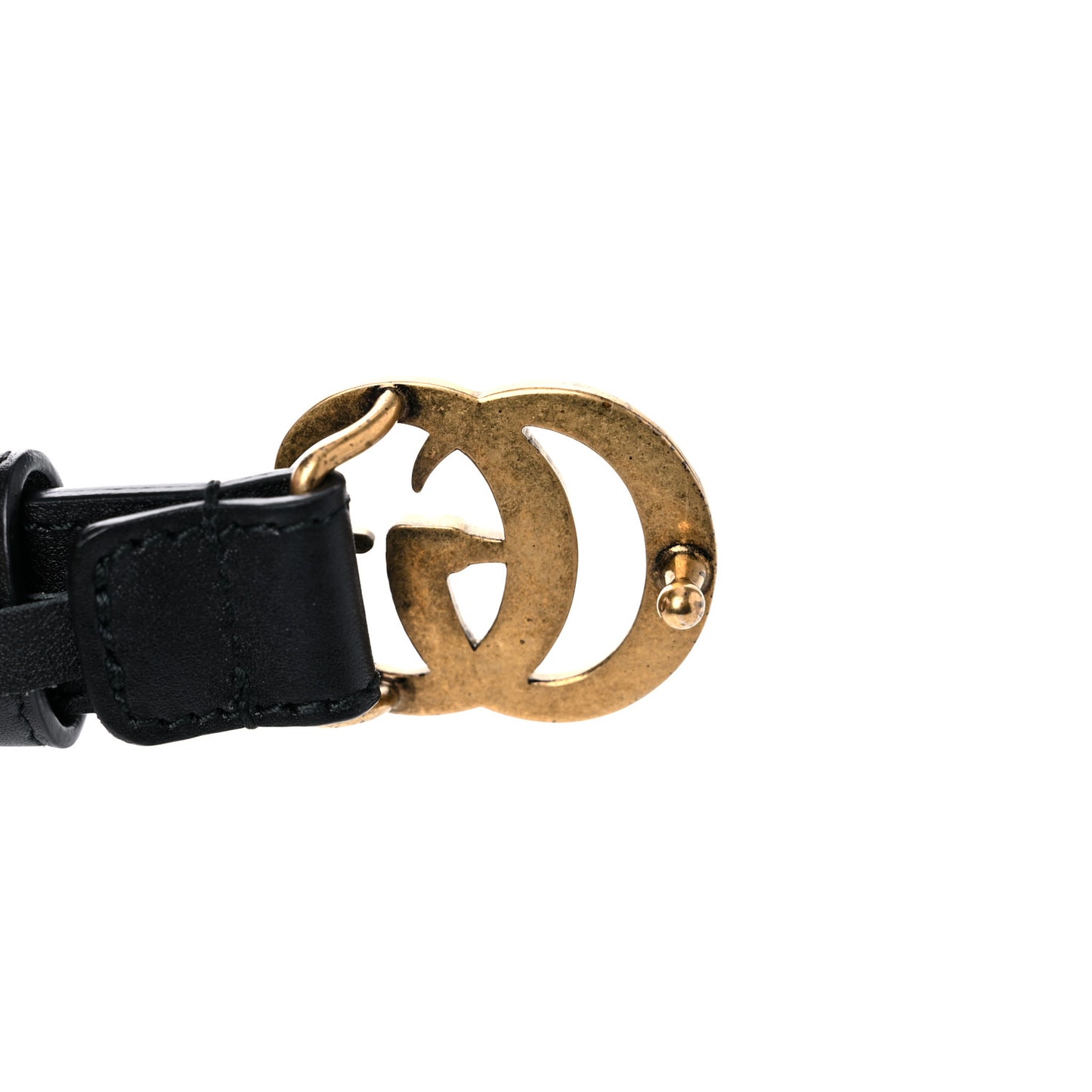 Moon Calfskin Pearl Double G 20mm Belt 80 32 Black Cream