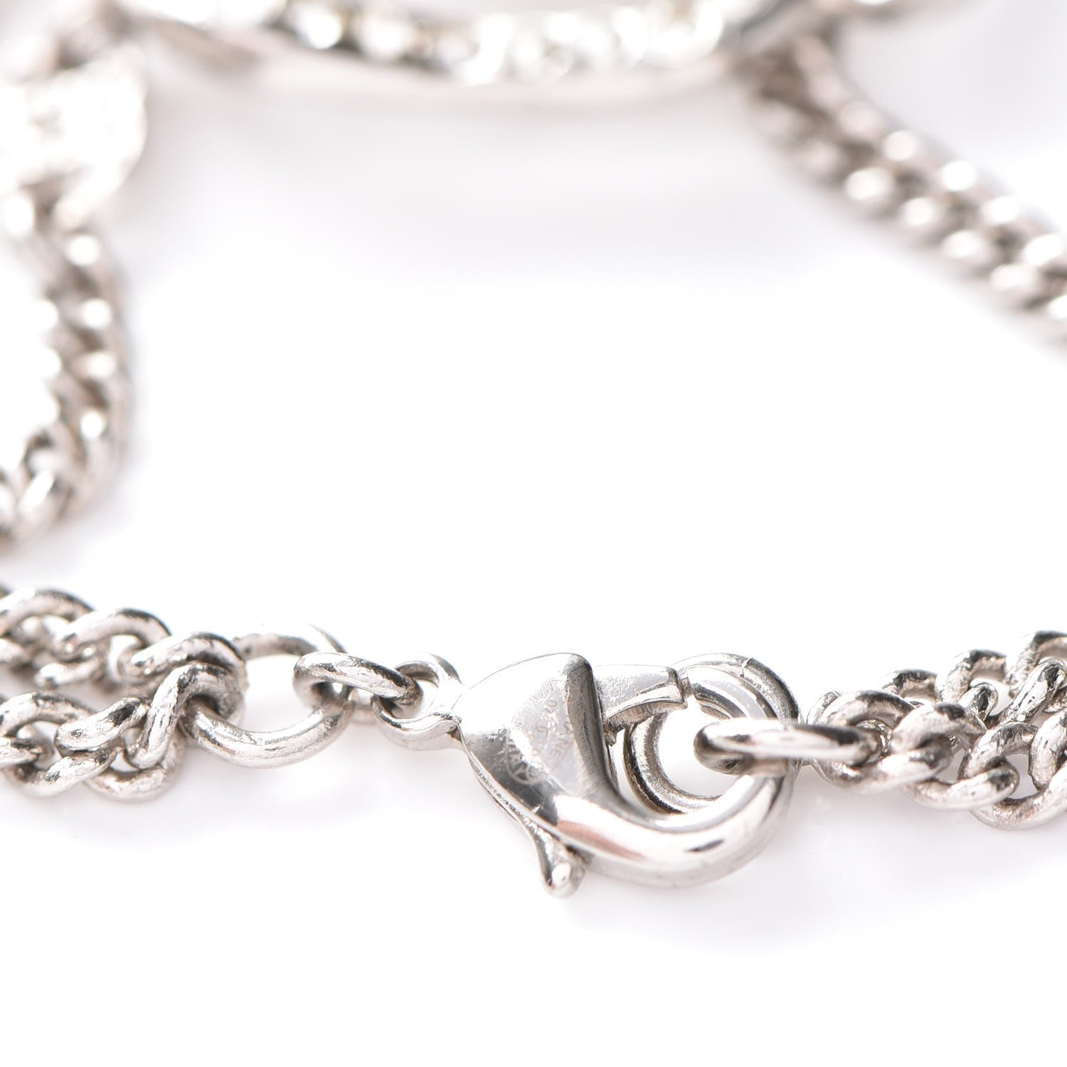 Chanel Swarovski Crystal Chain Camellia CC Bracelet Silver 5 of 5