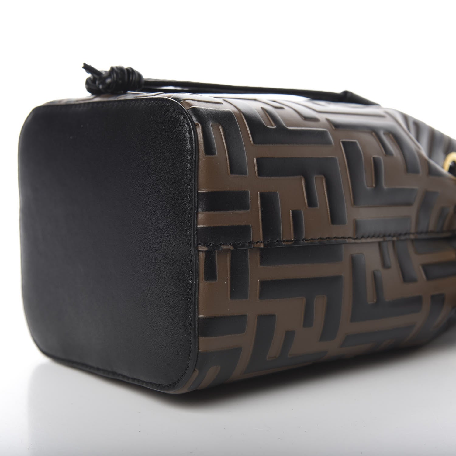 Fendi Vitello Liberty F is Fendi Bi-Color FF 1974 Embossed Mini Mon Tresor Bucket Bag Maya Black 10 of 11