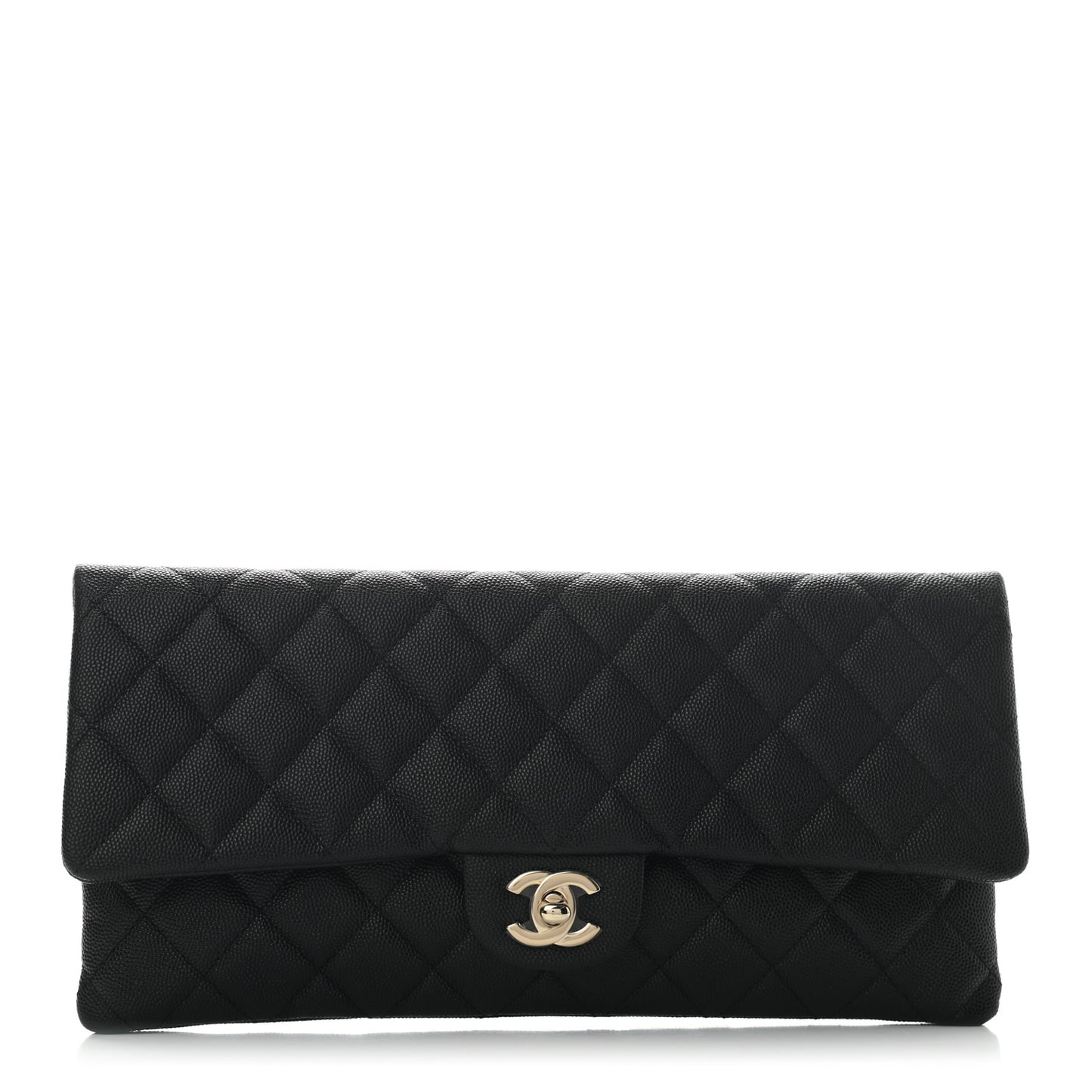 Caviar Quilted Flap Clutch Black