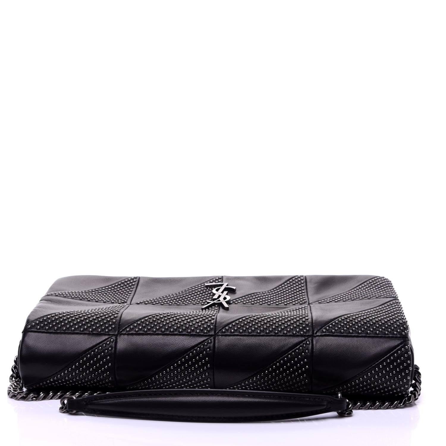 Saint Laurent Lambskin Patchwork Micro Stud Monogram Medium Jamie Baguette Black 10 of 11