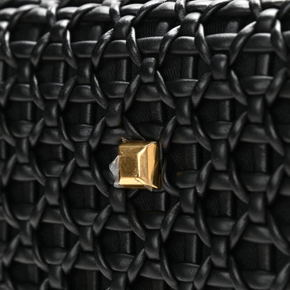 Salvatore Ferragamo Woven Calfskin Medium Studio Top Handle Bag Black 14 of 14