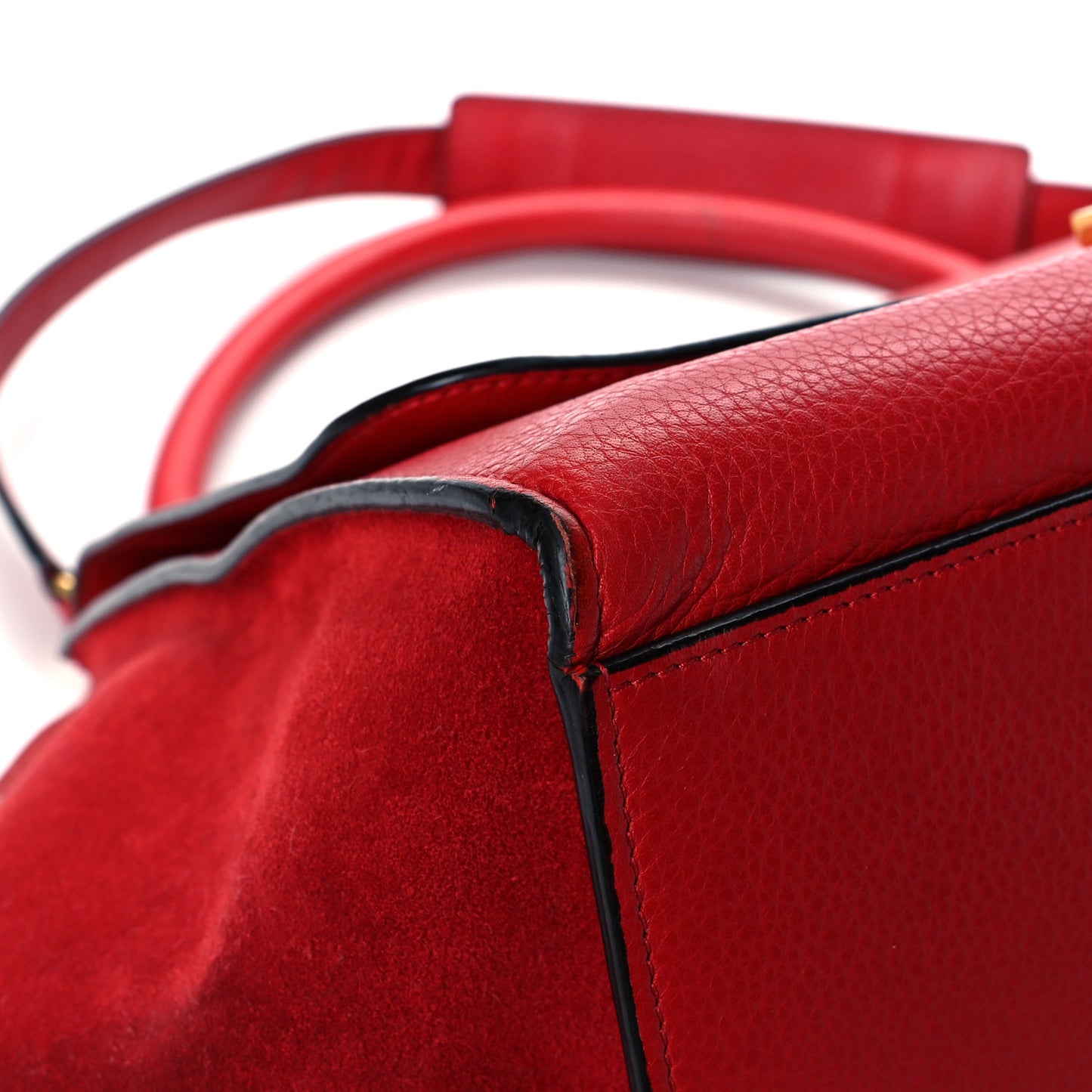 Drummed Calfskin Suede Medium Trapeze Coquelicot