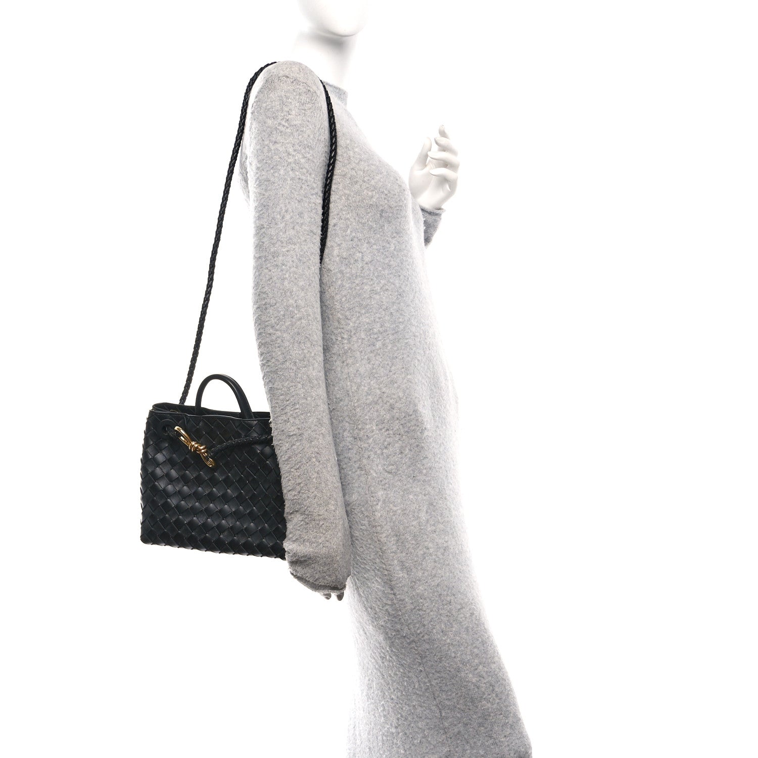 Bottega Veneta Nappa Intrecciato Small Andiamo Shoulder Bag Black 2 of 10