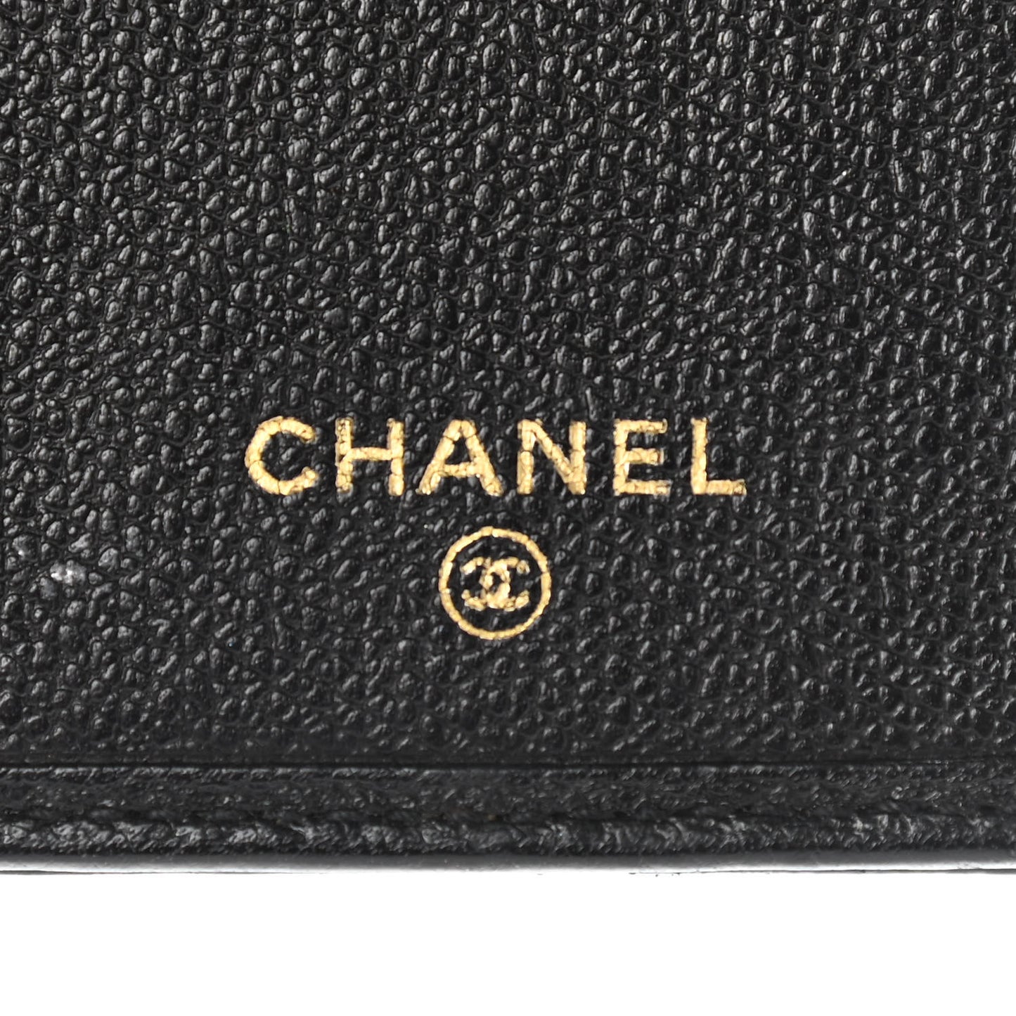 Grained Calfskin CC Button Long Wallet Black