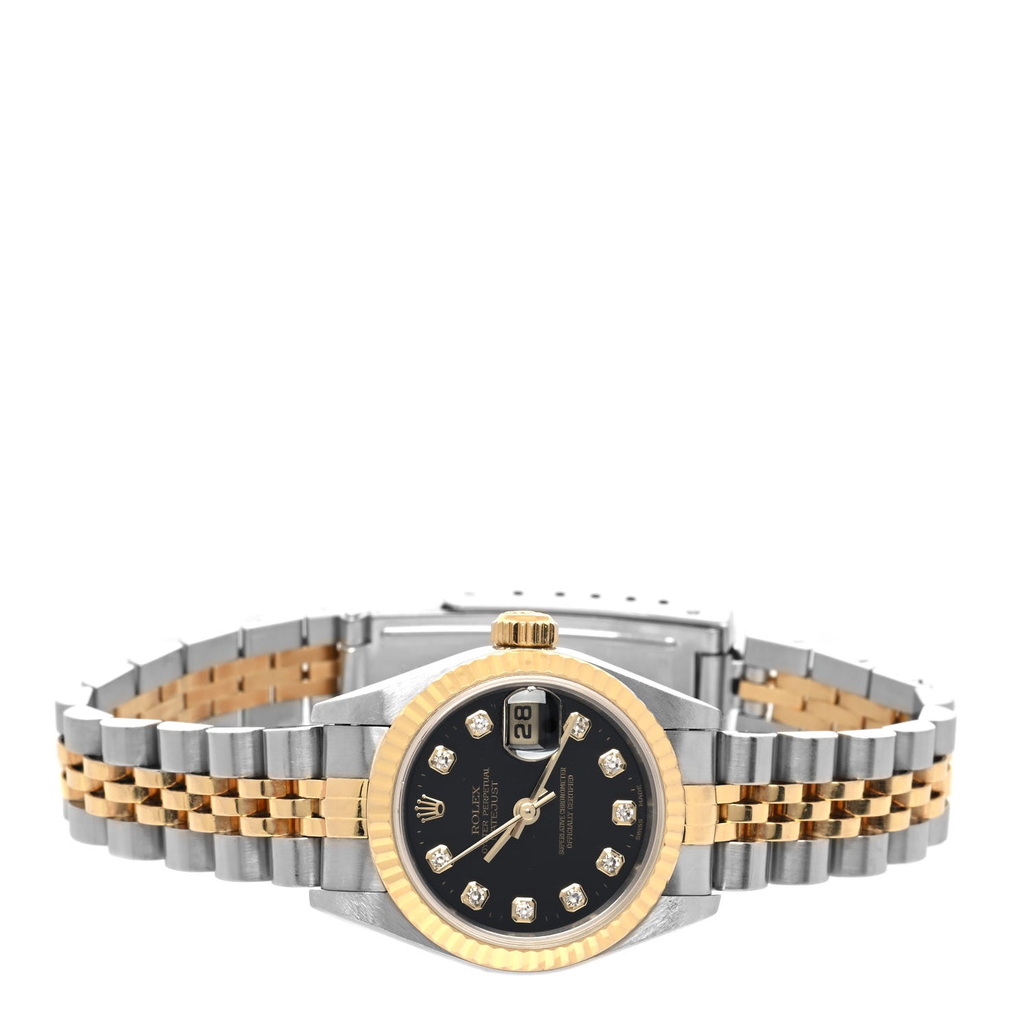 Rolex Stainless Steel 18K Everose Gold Diamond 26mm Oyster Perpetual Datejust Watch Black 179171 2 of 4