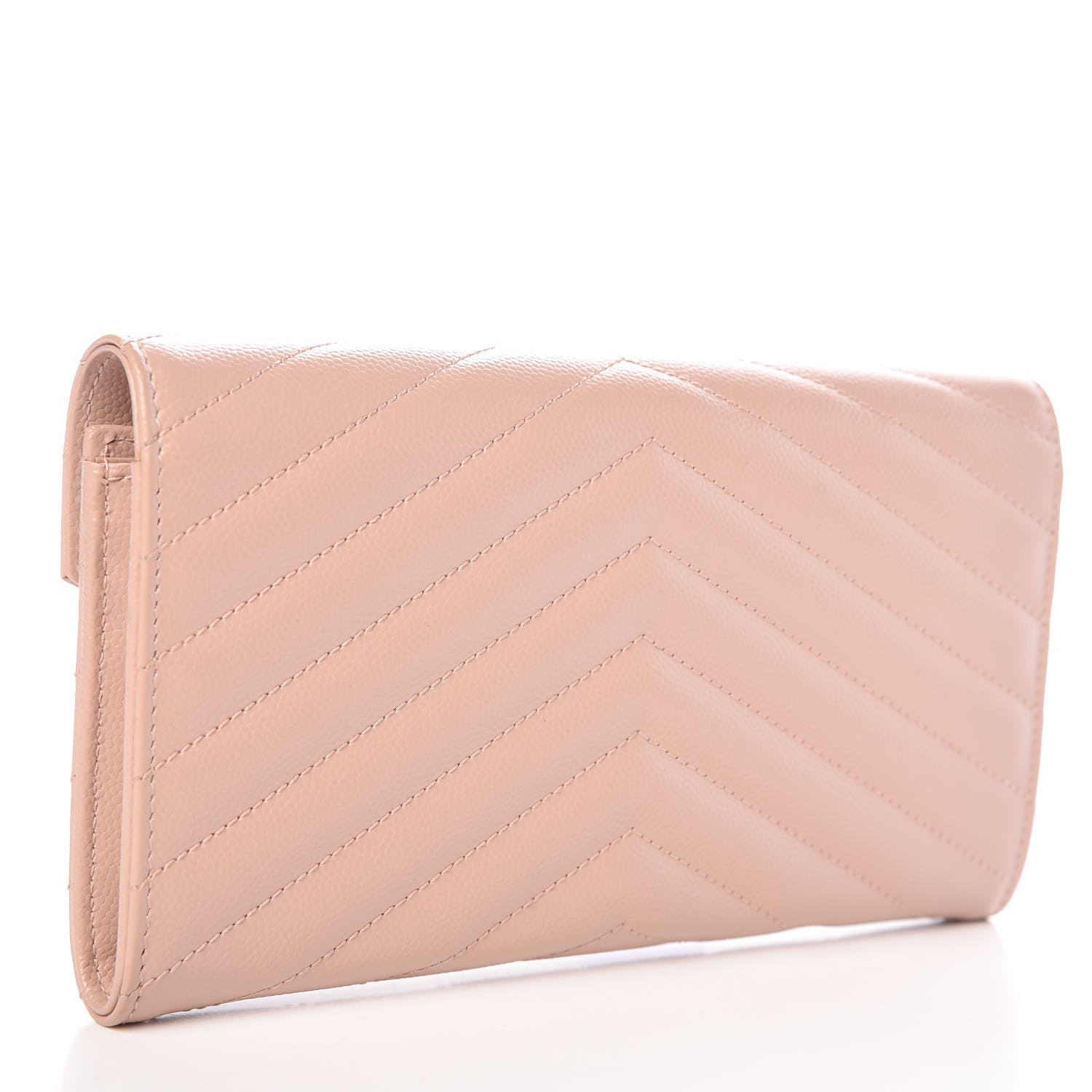 Saint Laurent Grain De Poudre Matelasse Chevron Monogram Flap Wallet Pale Pink 3 of 7
