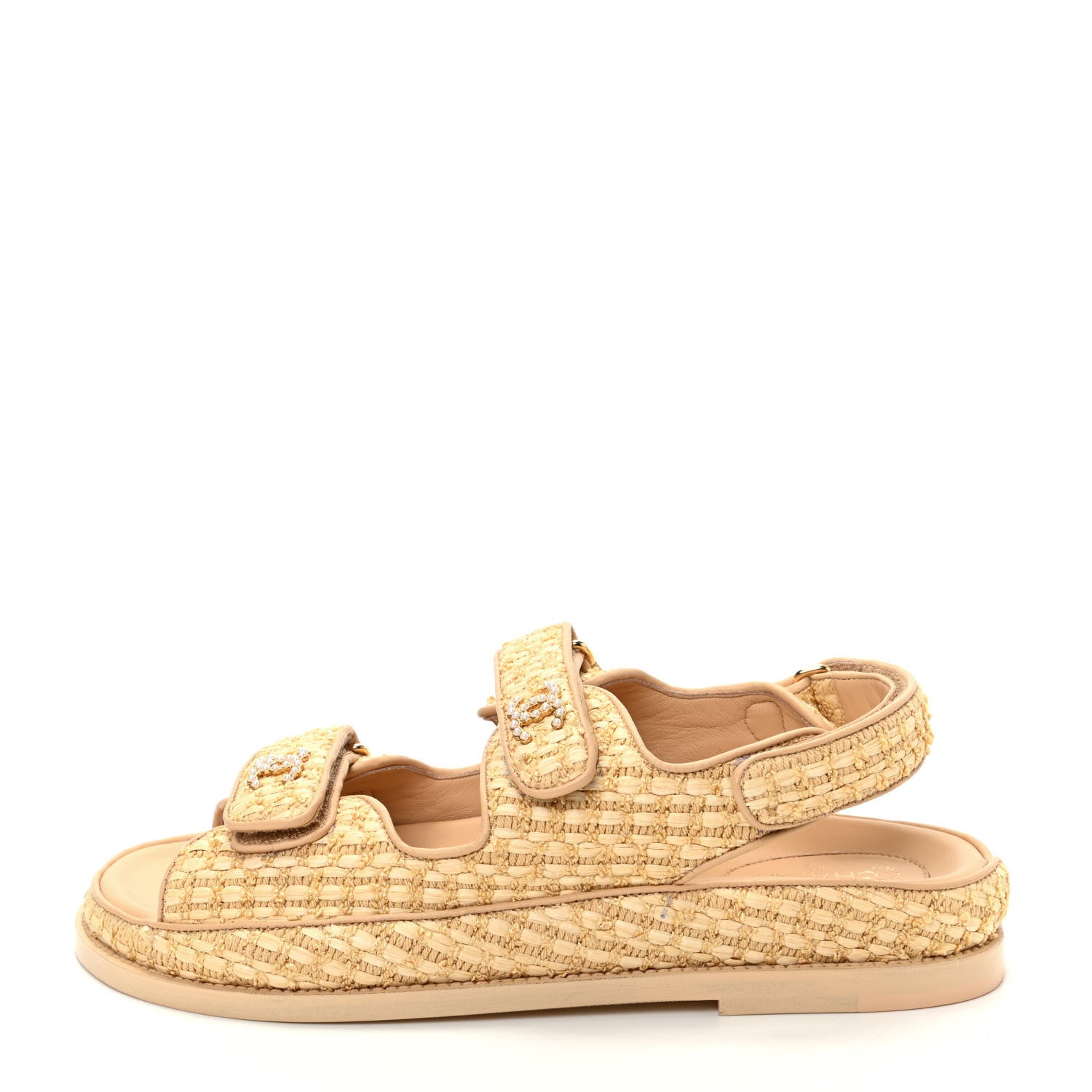 Chanel Braided Fabric Velcro Dad Sandals 40 Beige 1 of 11