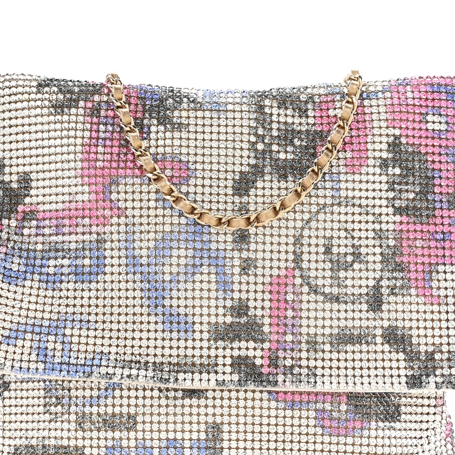 Chanel Satin Chainmail Crystal Graffiti CC Messenger Bag Silver Multicolor 8 of 10