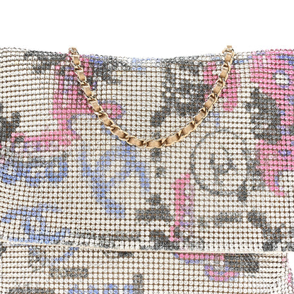 Chanel Satin Chainmail Crystal Graffiti CC Messenger Bag Silver Multicolor 8 of 10
