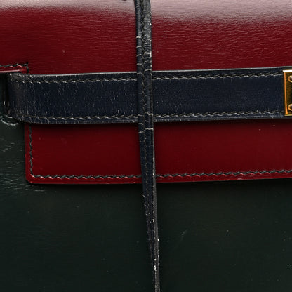 Hermes Box Tri-Color Kelly Sellier 32 Vert Fonce Rouge H Blue Indigo 13 of 14