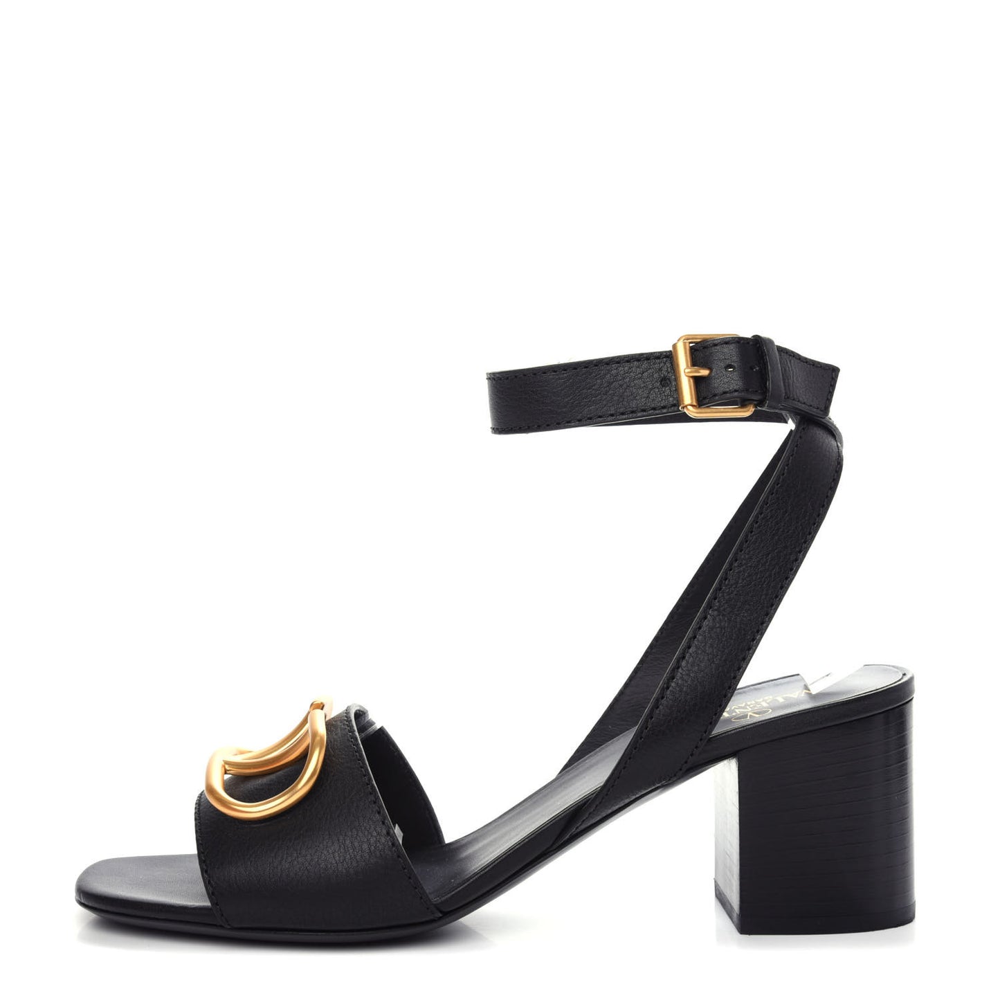 Grainy Cowhide VLogo 60mm Sandals 41 Black
