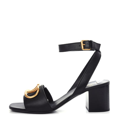 Valentino Garavani Grainy Cowhide VLogo 60mm Sandals 41 Black 1 of 10