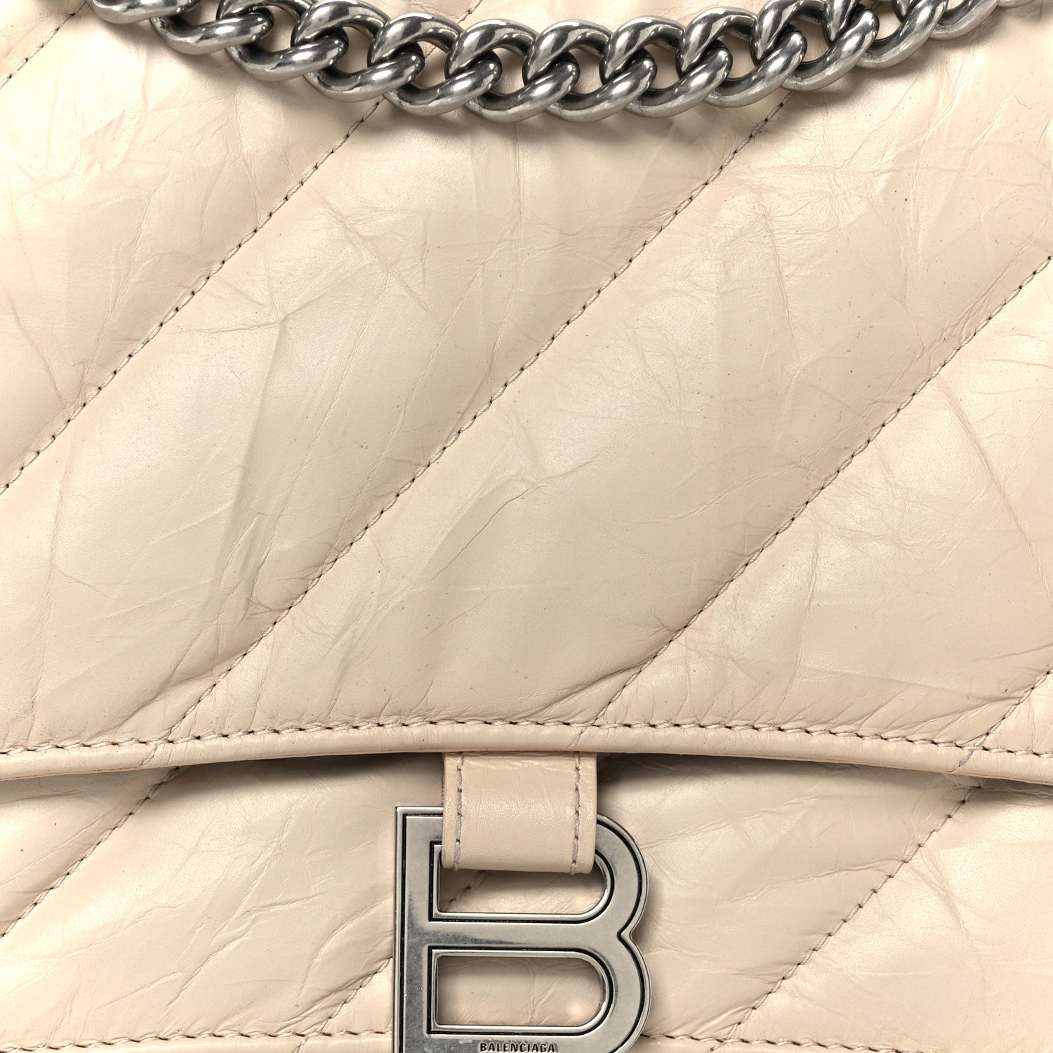 Balenciaga Crushed Calfskin Quilted Medium Crush Chain Bag Nude 7 of 9