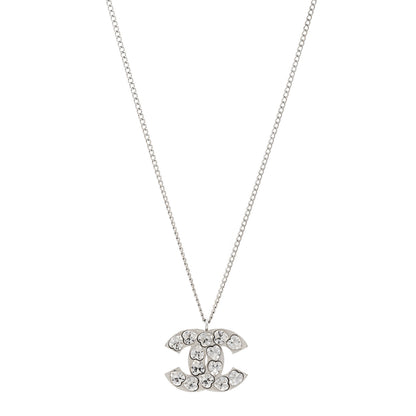 Chanel Heart Crystal CC Necklace Silver 1 of 5