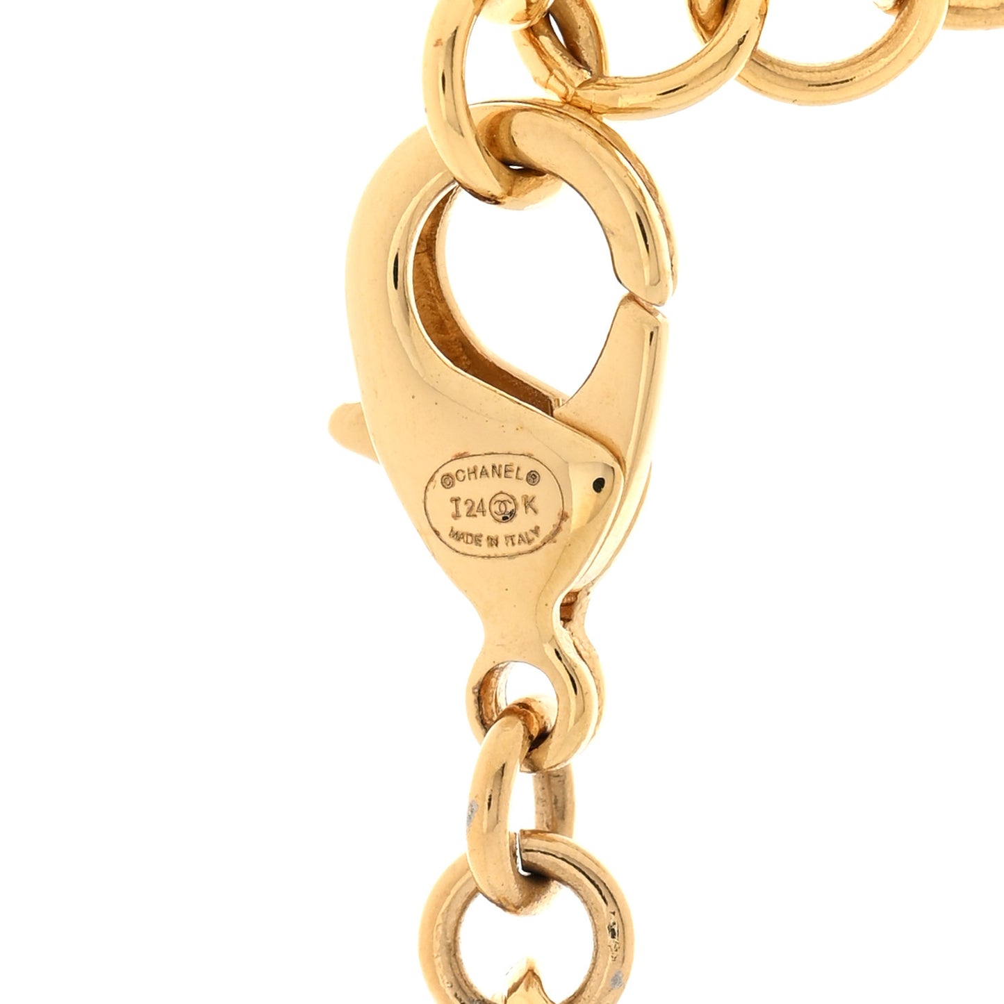 Metal Lambskin Chain CC Choker Necklace Black Gold