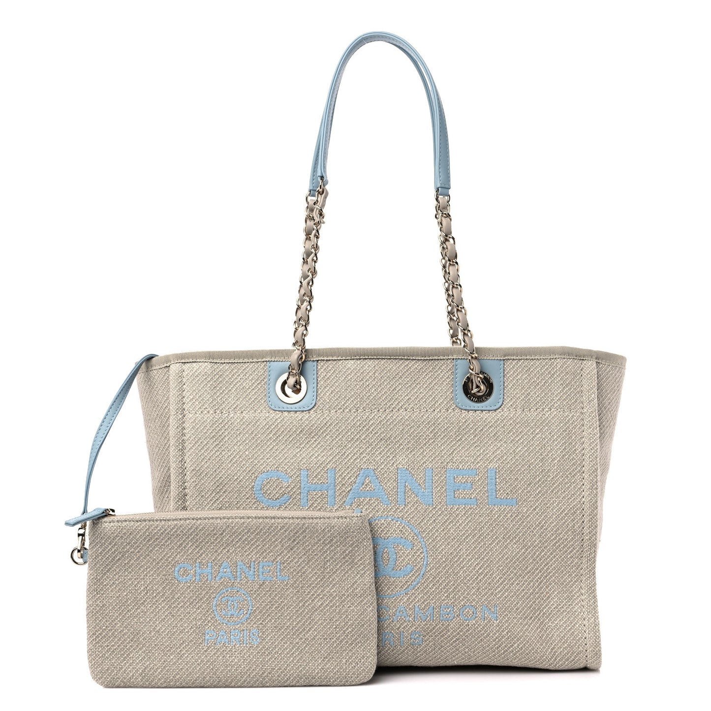 Mixed Fibers Small Deauville Tote Blue Beige