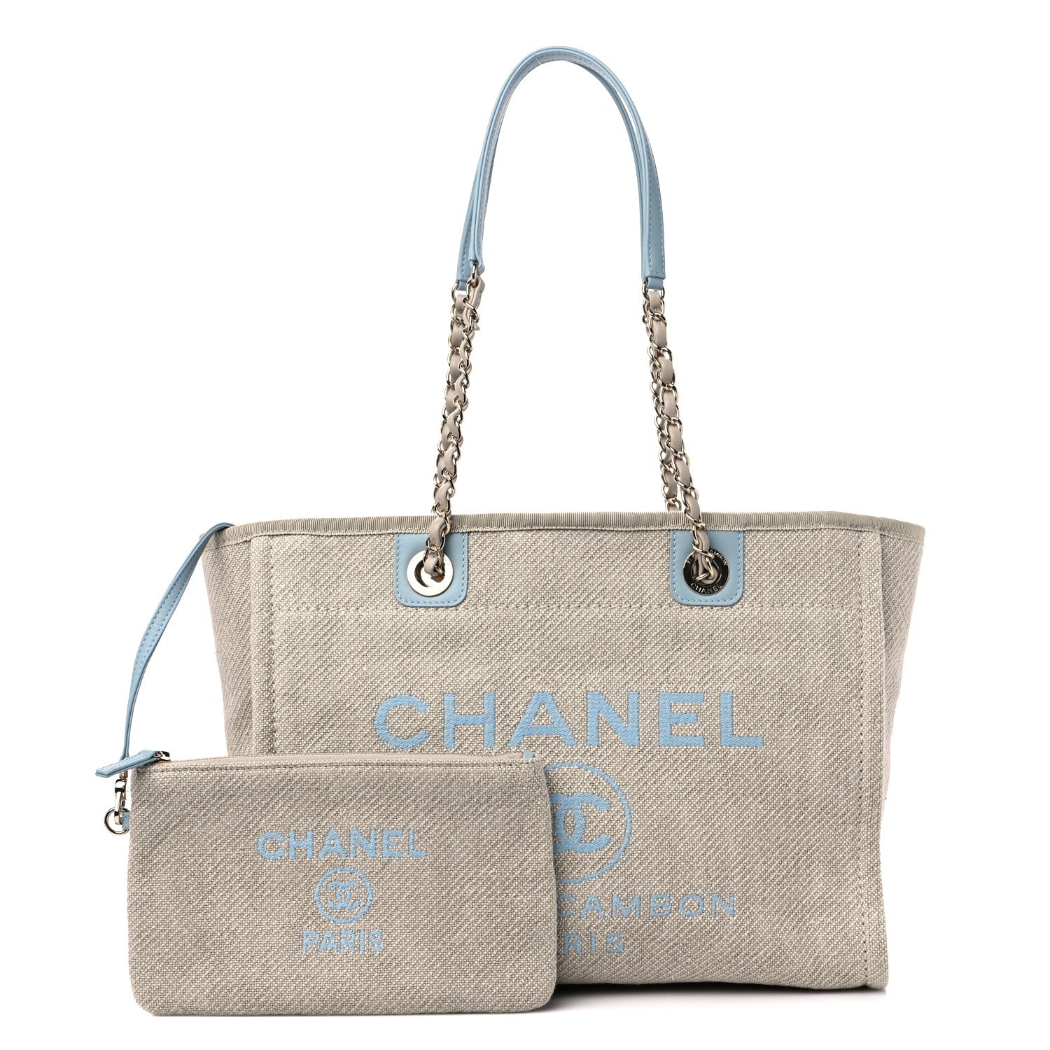 Chanel Mixed Fibers Small Deauville Tote Blue Beige 1 of 12