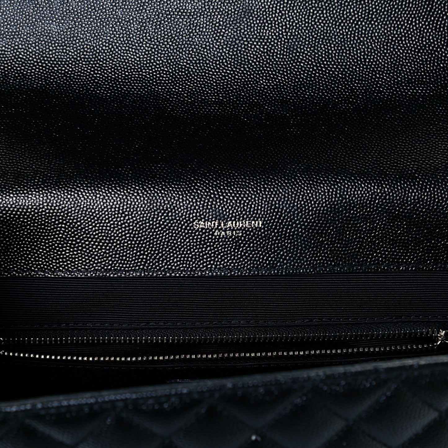 Grain De Poudre Textured Mixed Matelasse Large Triquilt Monogram Satchel Black