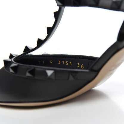 Valentino Garavani Calfskin Lacquered Monochrome Rockstud Ankle Strap 65mm Pumps 36 Black 8 of 13