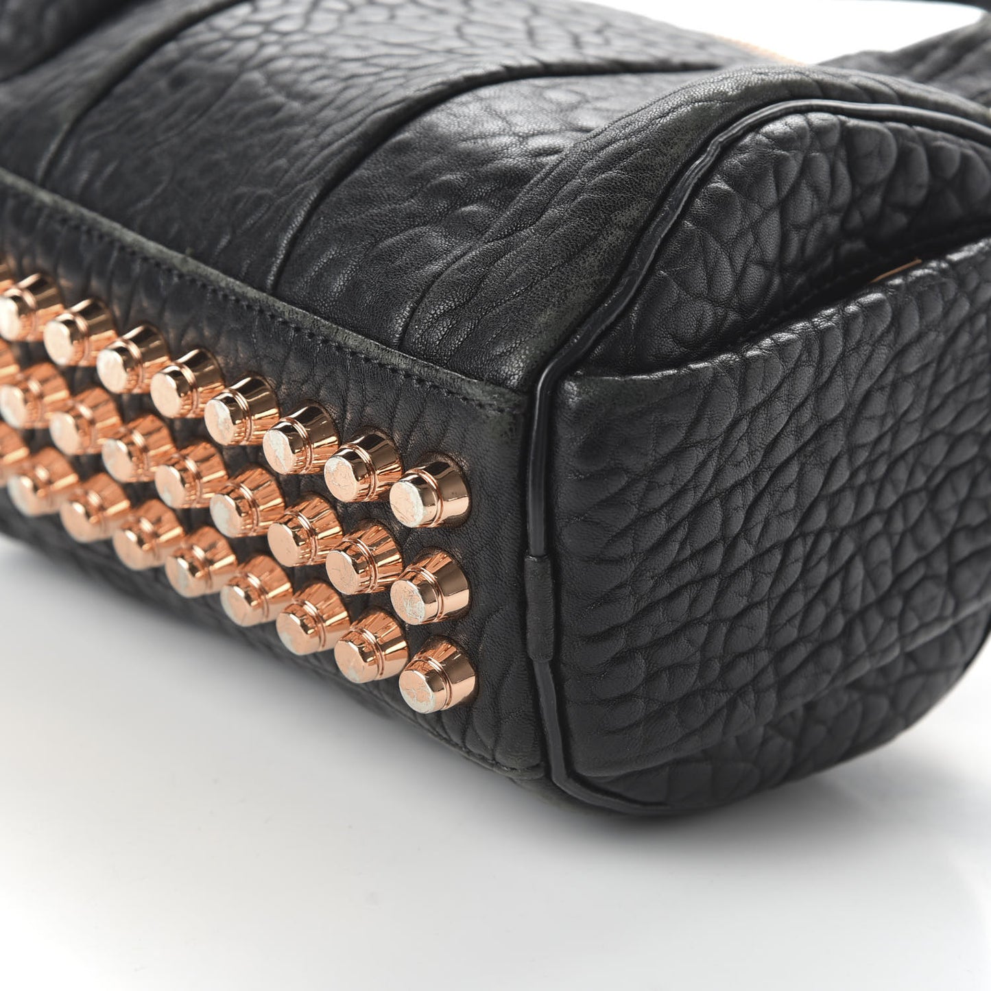 Pebbled Lambskin Mini Rockie Black Rose Gold Hardware