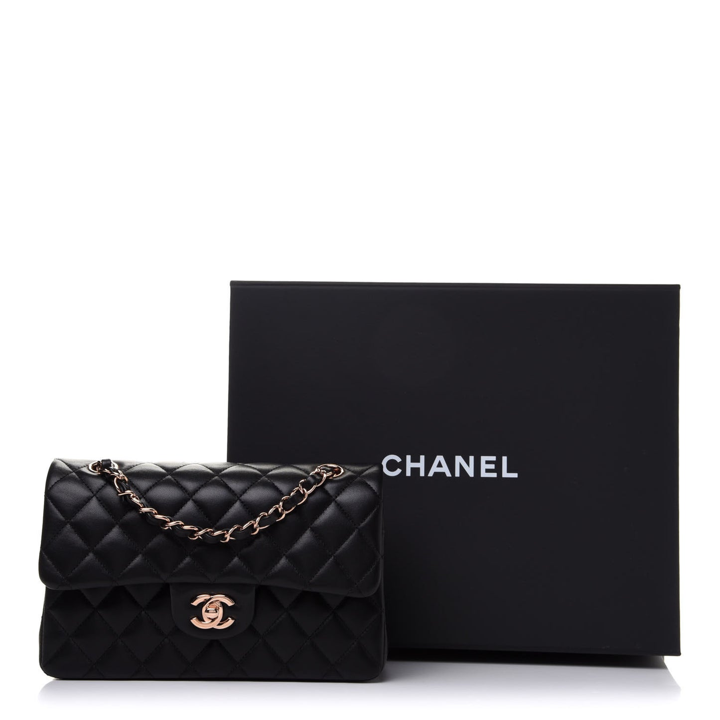 Lambskin Quilted Small Double Flap Black