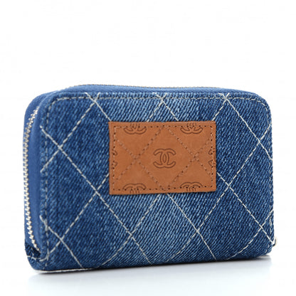 Chanel Denim Quilted Zip Coin Purse Blue 3 of 8