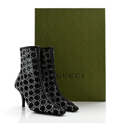 Gucci Tela Retino Kid Scamosciato Crystal GG Monogram Square Demi Boot 37 Black 8 of 8