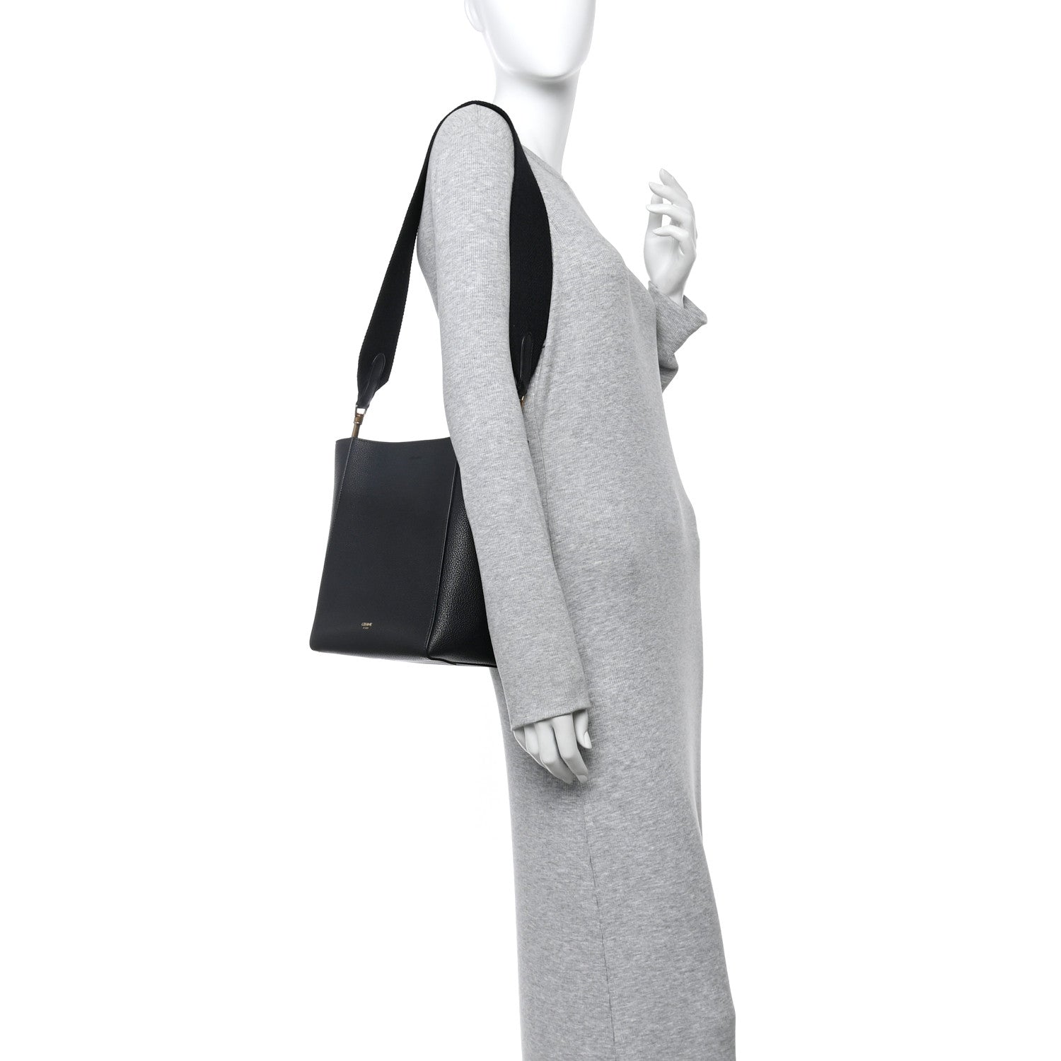 Celine Soft Grained Calfskin Small Sangle Bucket Bag Black 2 of 9