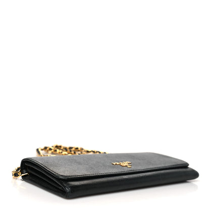 Prada Saffiano Metal Oro Chain Wallet Black 4 of 16