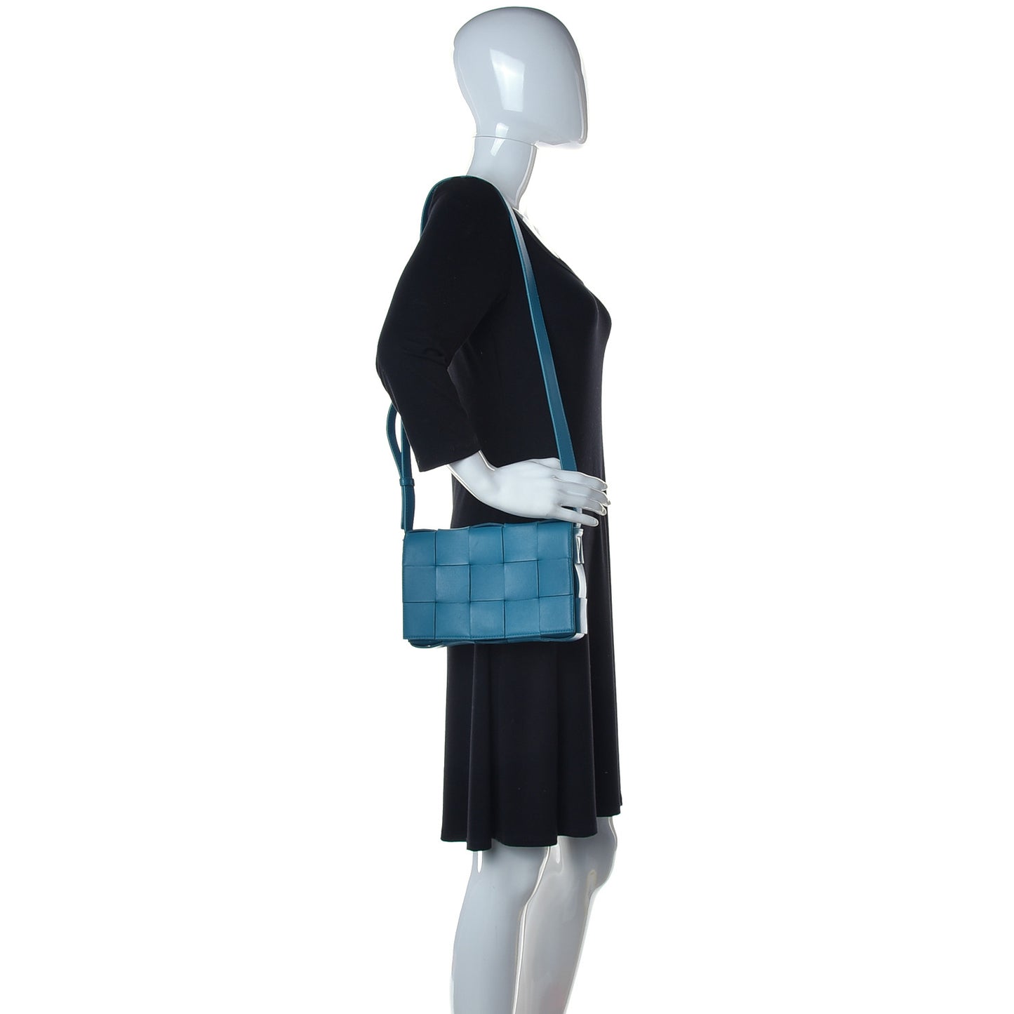 Lambskin Maxi Intrecciato Cassette Crossbody Bag Petrol Blue