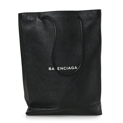 Balenciaga Calfskin Medium Logo North South Shopping Tote Black 1 of 10