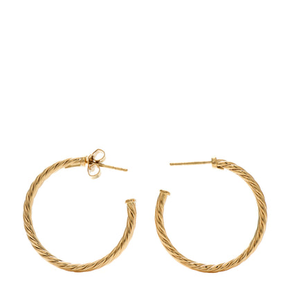 David Yurman 18K Yellow Gold Small Cablespira Hoop Earrings 3 of 4