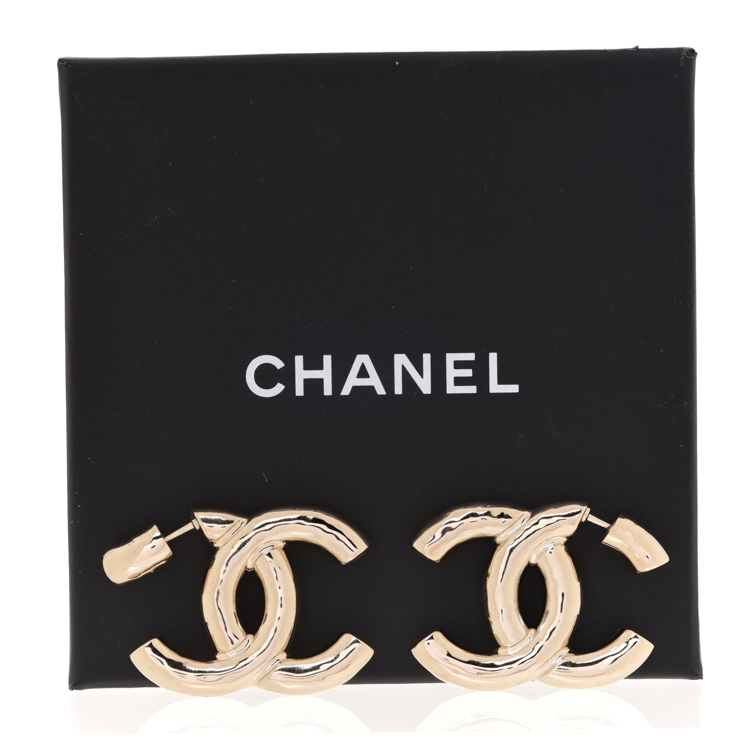 Metal Large CC Earrings Light Gold