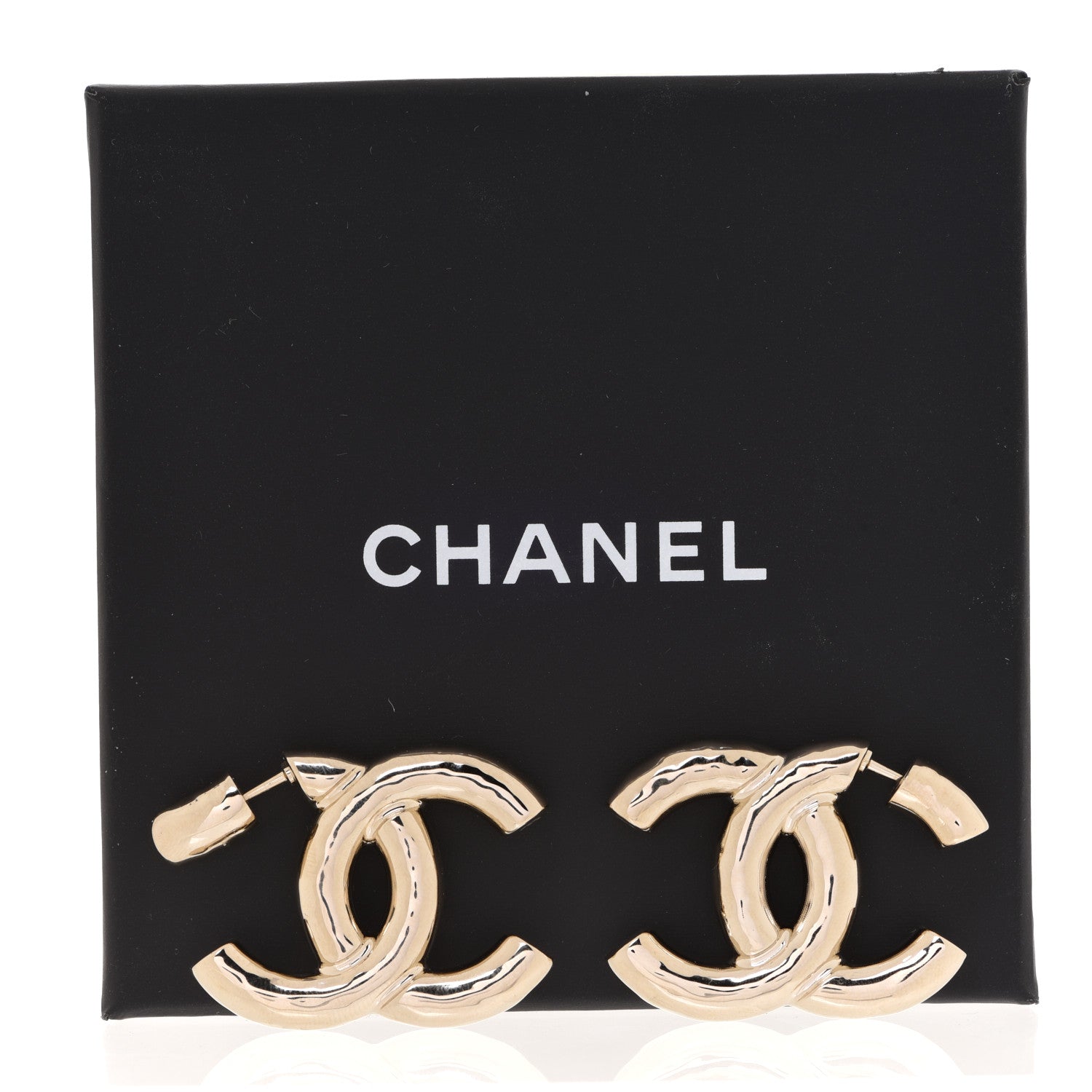 Chanel Metal Large CC Earrings Light Gold 5 of 5