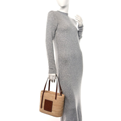 Loewe Raffia Small Square Basket Tote Bag Natural Pecan 2 of 9