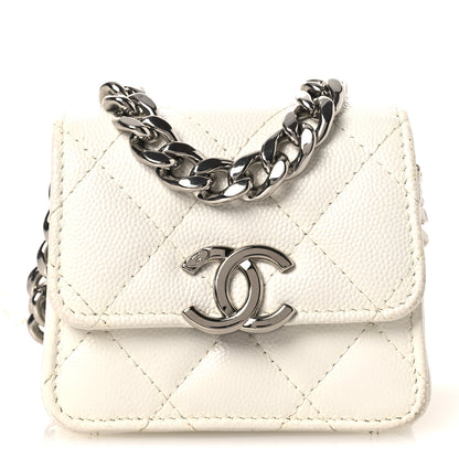 Chanel Caviar Quilted Enamel Coco Clutch With Chain White 2 of 24
