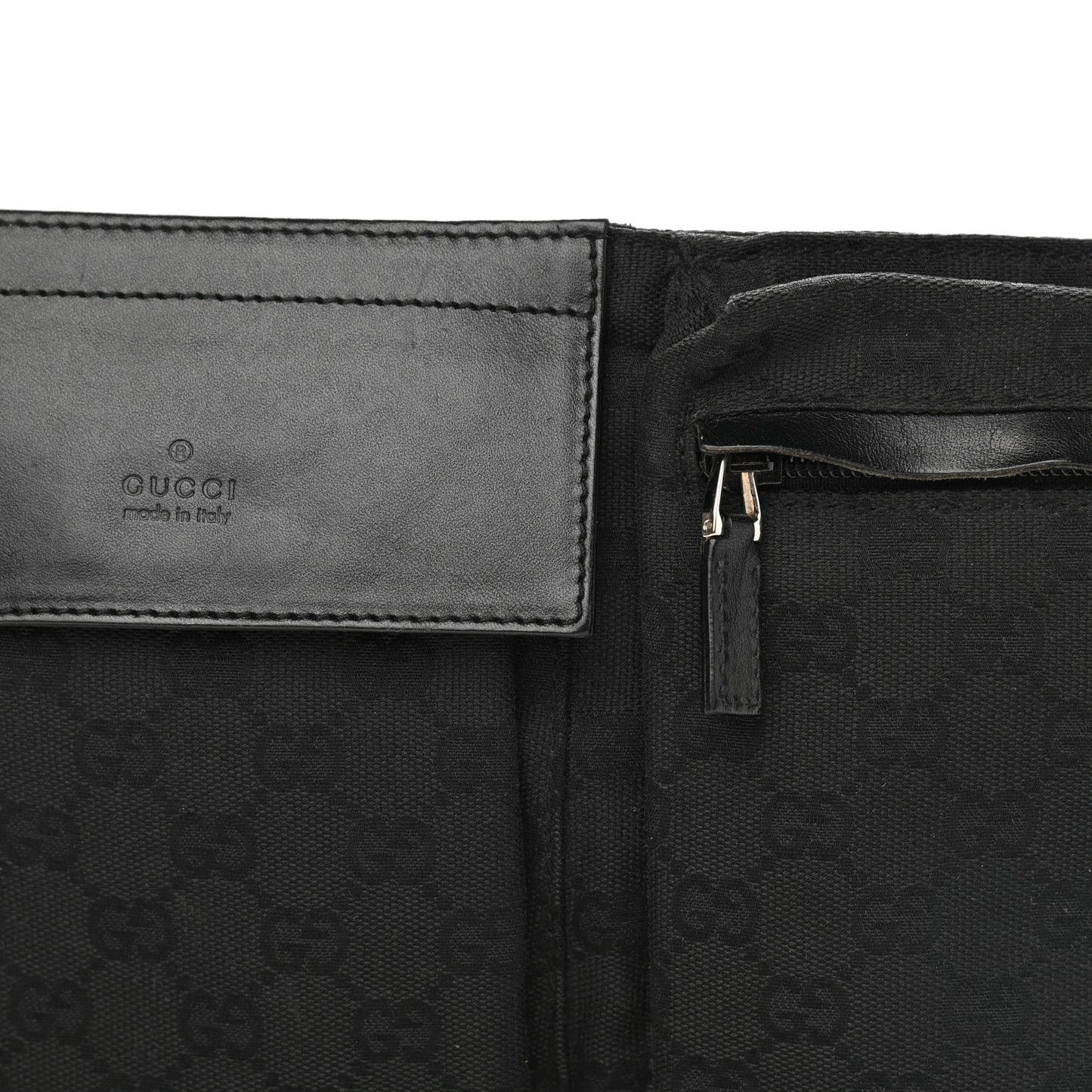GG Monogram Double Pocket Belt Bag Black