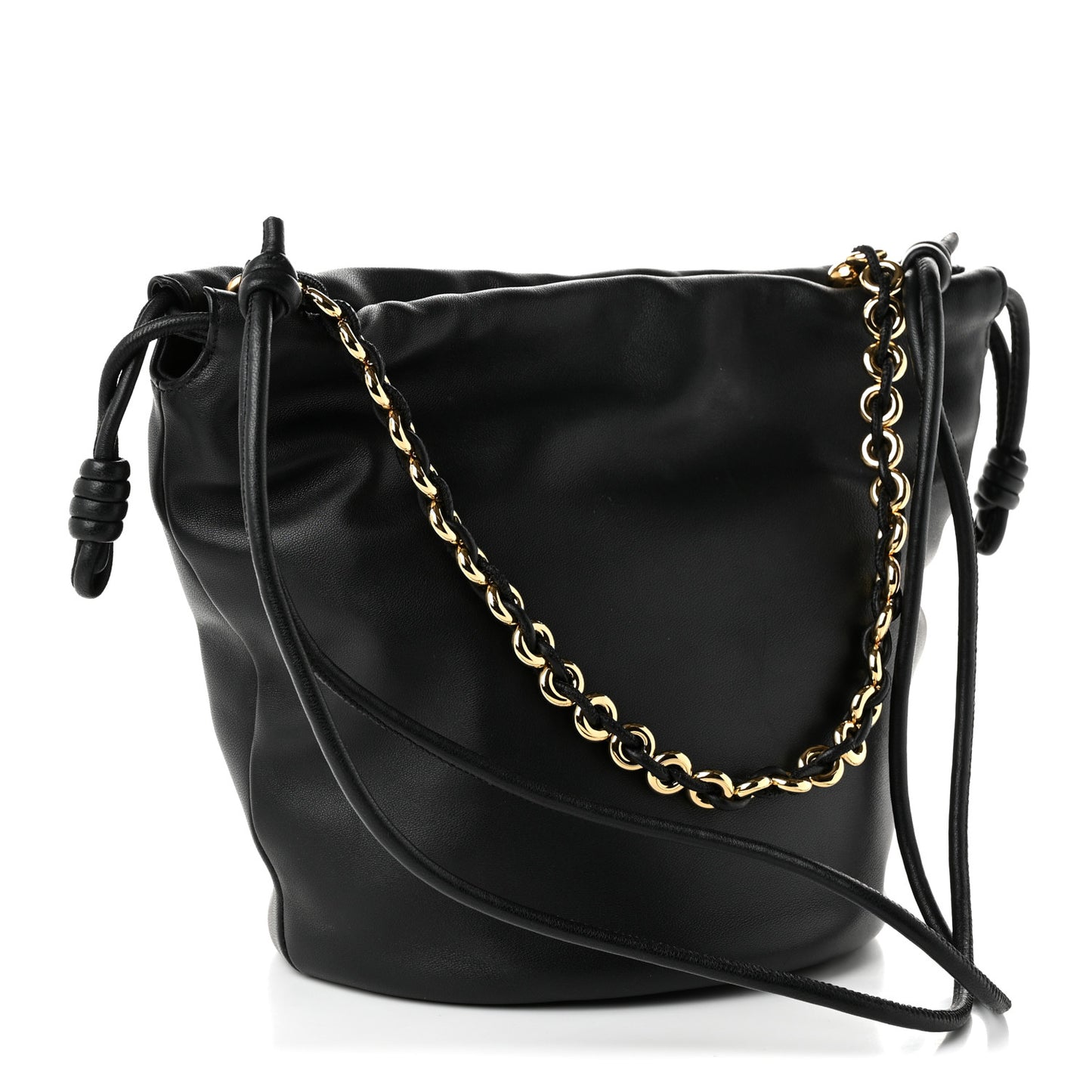 Mellow Nappa Donut Chain Mini Flamenco Knot Clutch Black