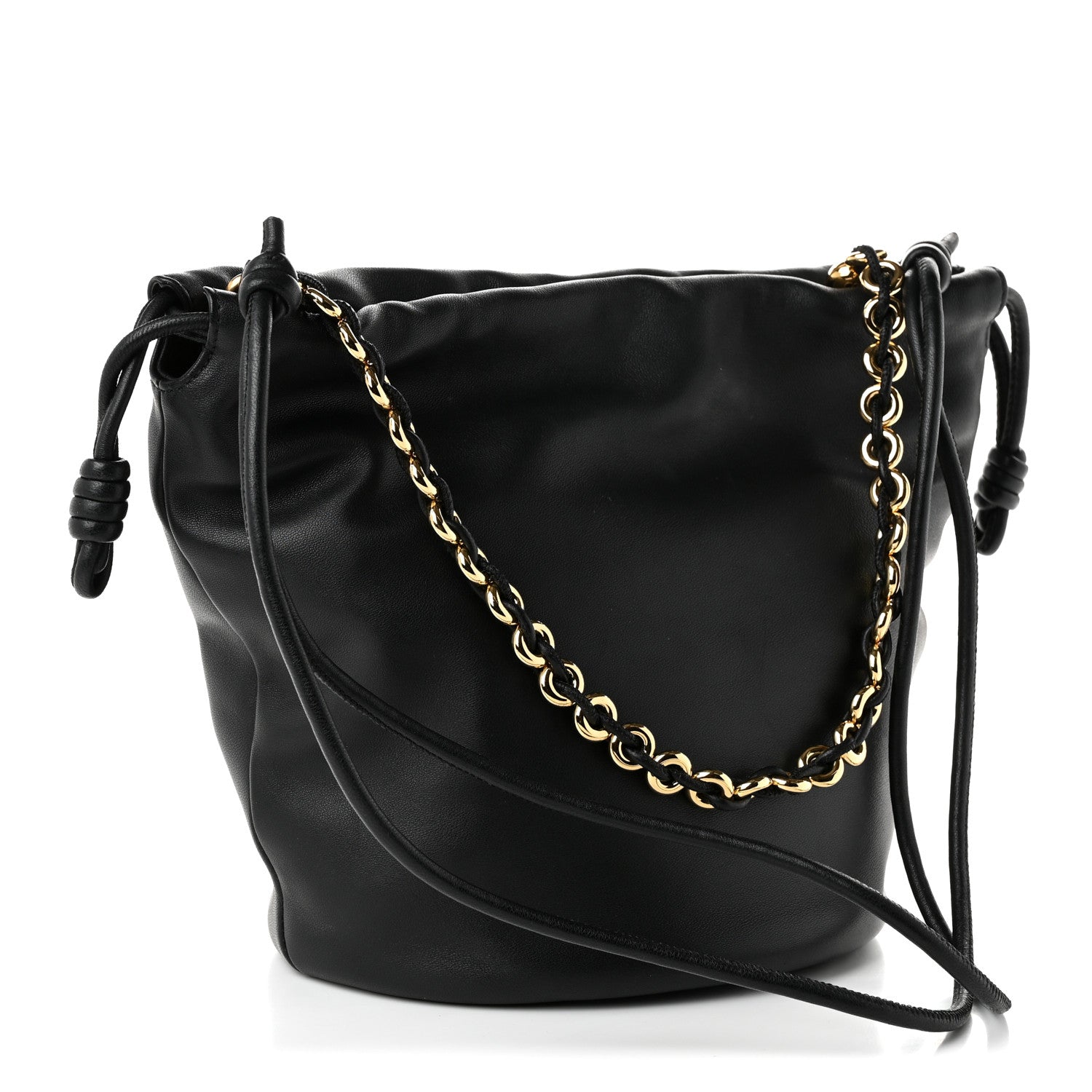 Loewe Mellow Nappa Donut Chain Mini Flamenco Knot Clutch Black 3 of 9